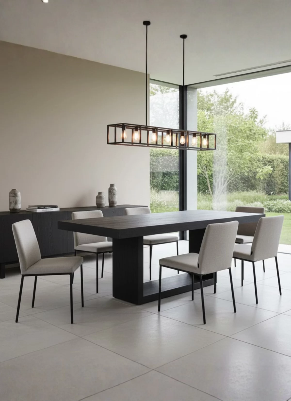 Visgraat Zwart Eiken Eettafel met Massief Blad – MK 02 - Afbeelding 2