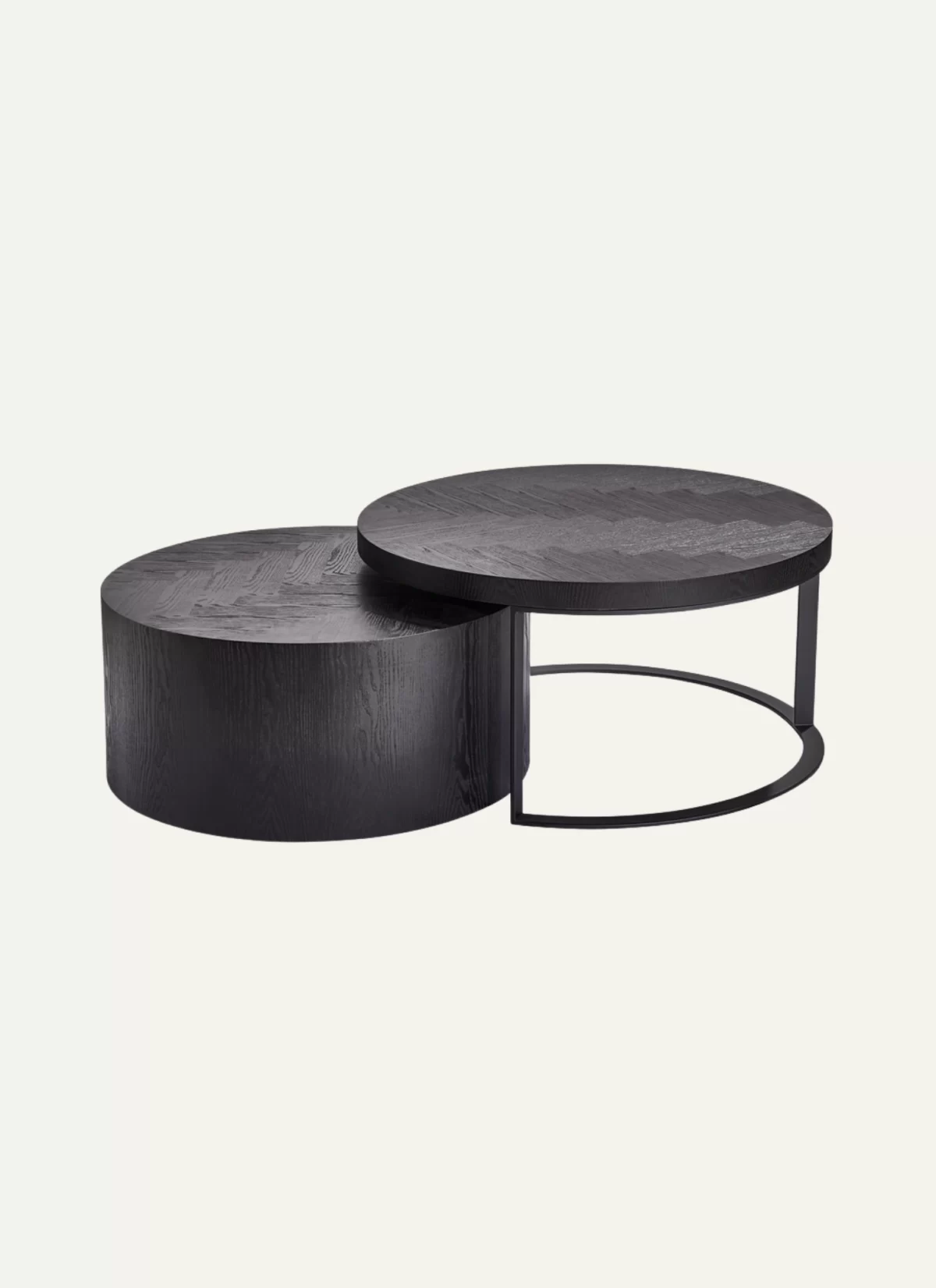Duvera Zwart Eiken Visgraat Salontafel – MK 06 - Afbeelding 1