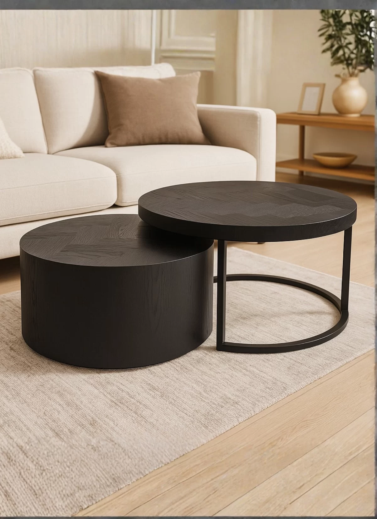 Duvera Zwart Eiken Visgraat Salontafel – MK 06 - Afbeelding 2