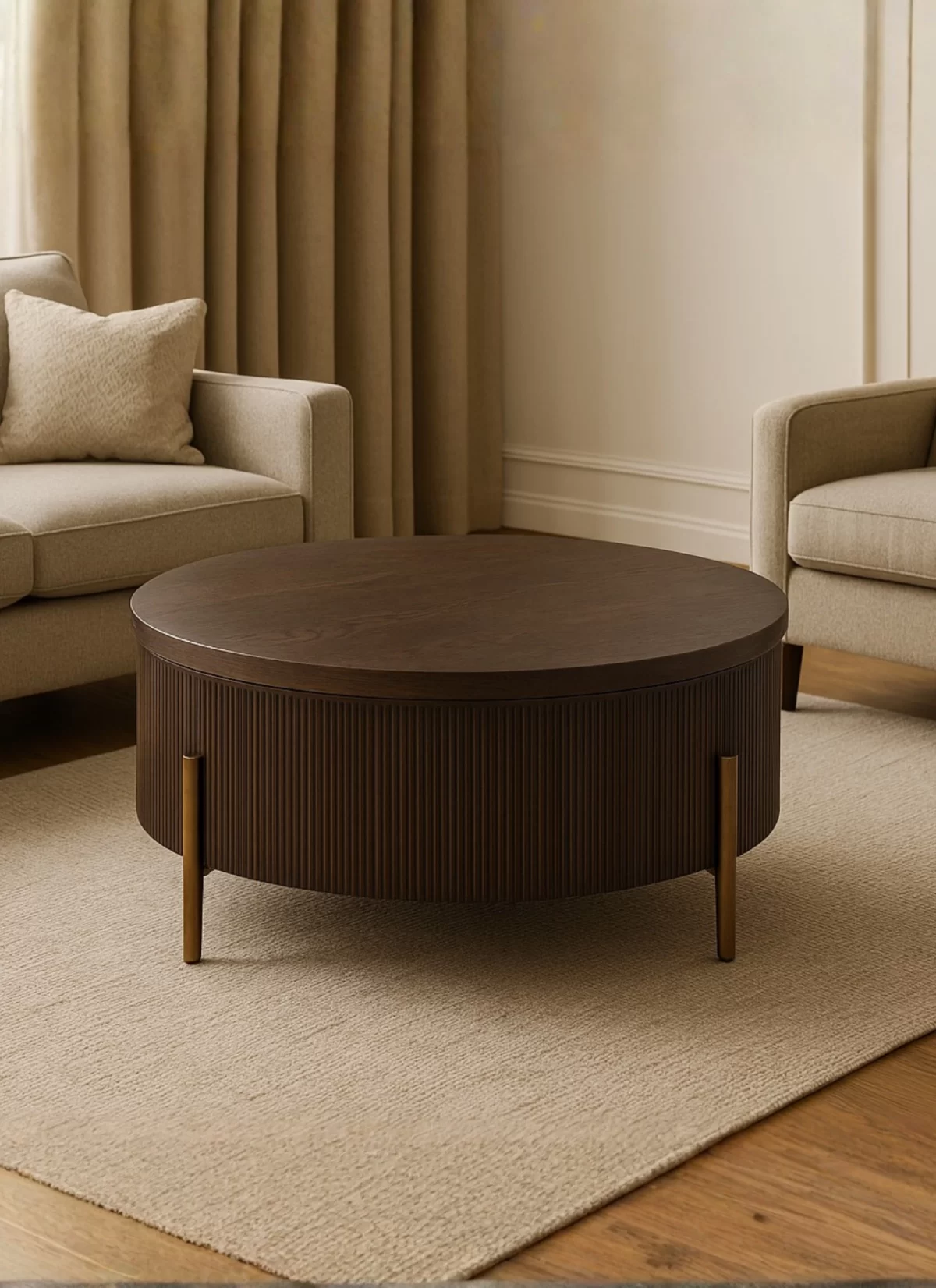 Ronda Elegante Bruin Eiken Hout Salontafel – MK 17 - Afbeelding 3