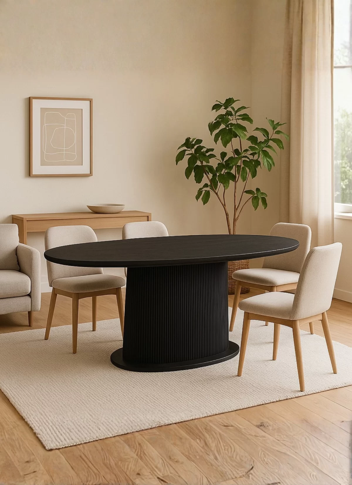 Elara Zwart Eiken Eettafel met Massief Blad – MK 18 - Afbeelding 2