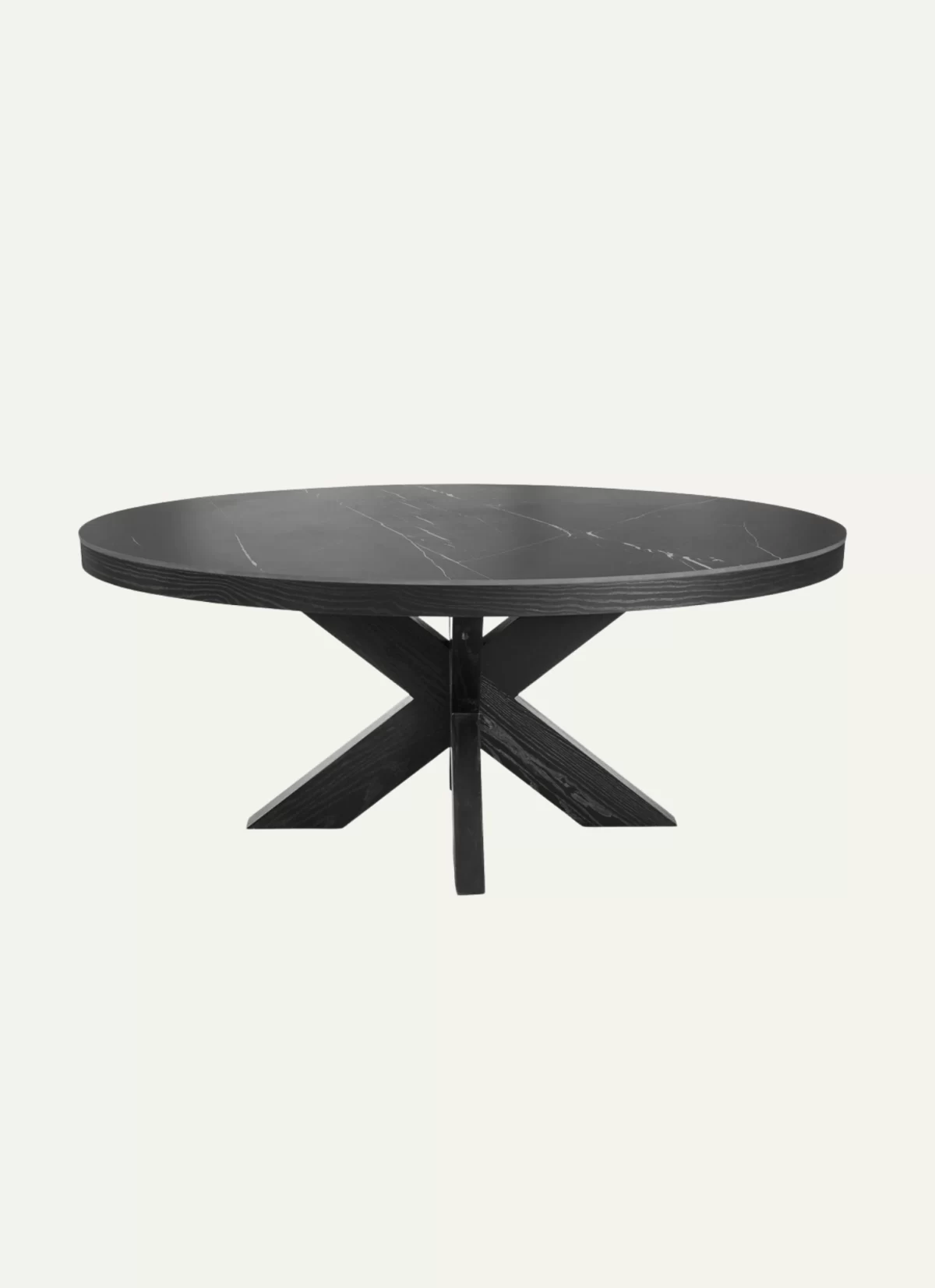 Zwart Marmeren Eettafel met Eikenhouten Onderstel – MK 30 - Afbeelding 1
