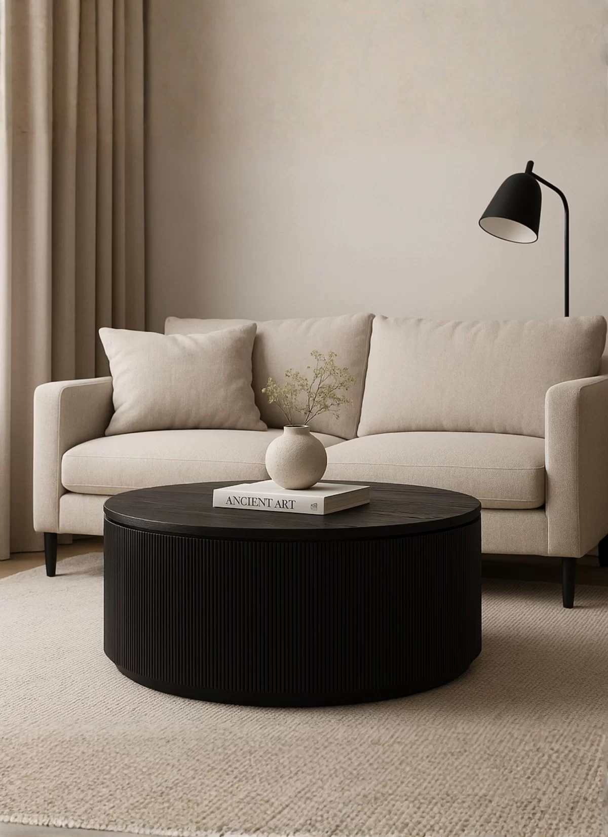 Rondelisse Zwart Eiken Salontafel – MK 44 - Afbeelding 2