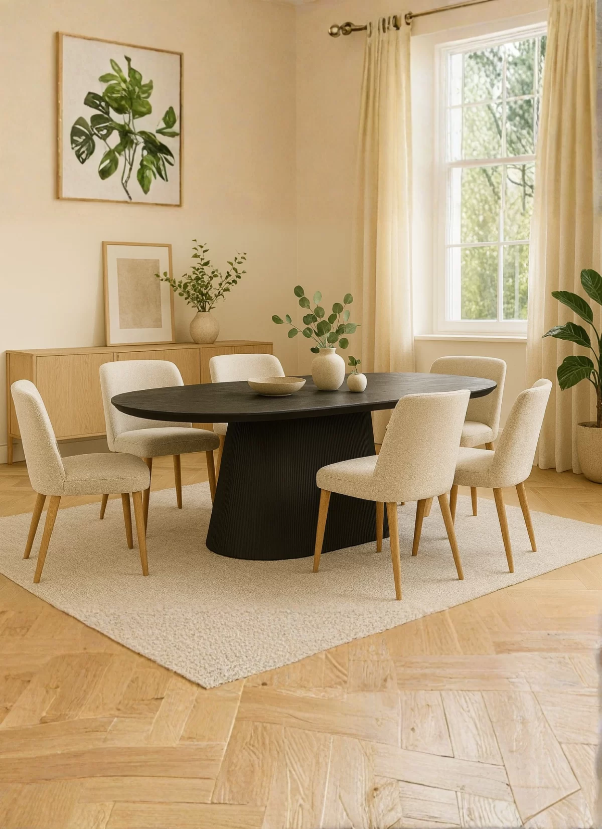 Calvera Zwart Eiken Eettafel – MK 46 - Afbeelding 2