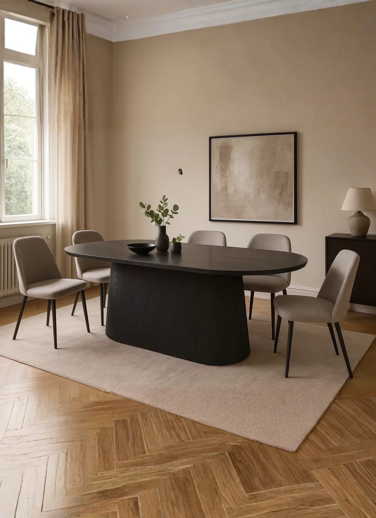 Zwart Eiken Marmeren Eettafel – MK 46 - Afbeelding 2