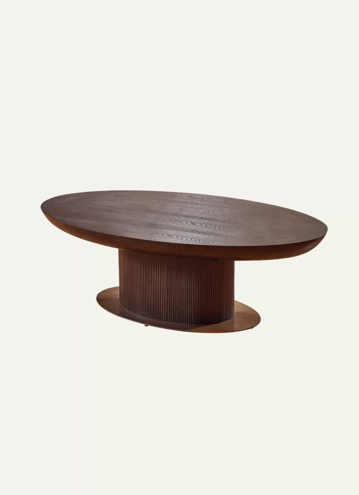 Ovale Elegante Bruin Eiken Salontafel – MK 66 - Afbeelding 1