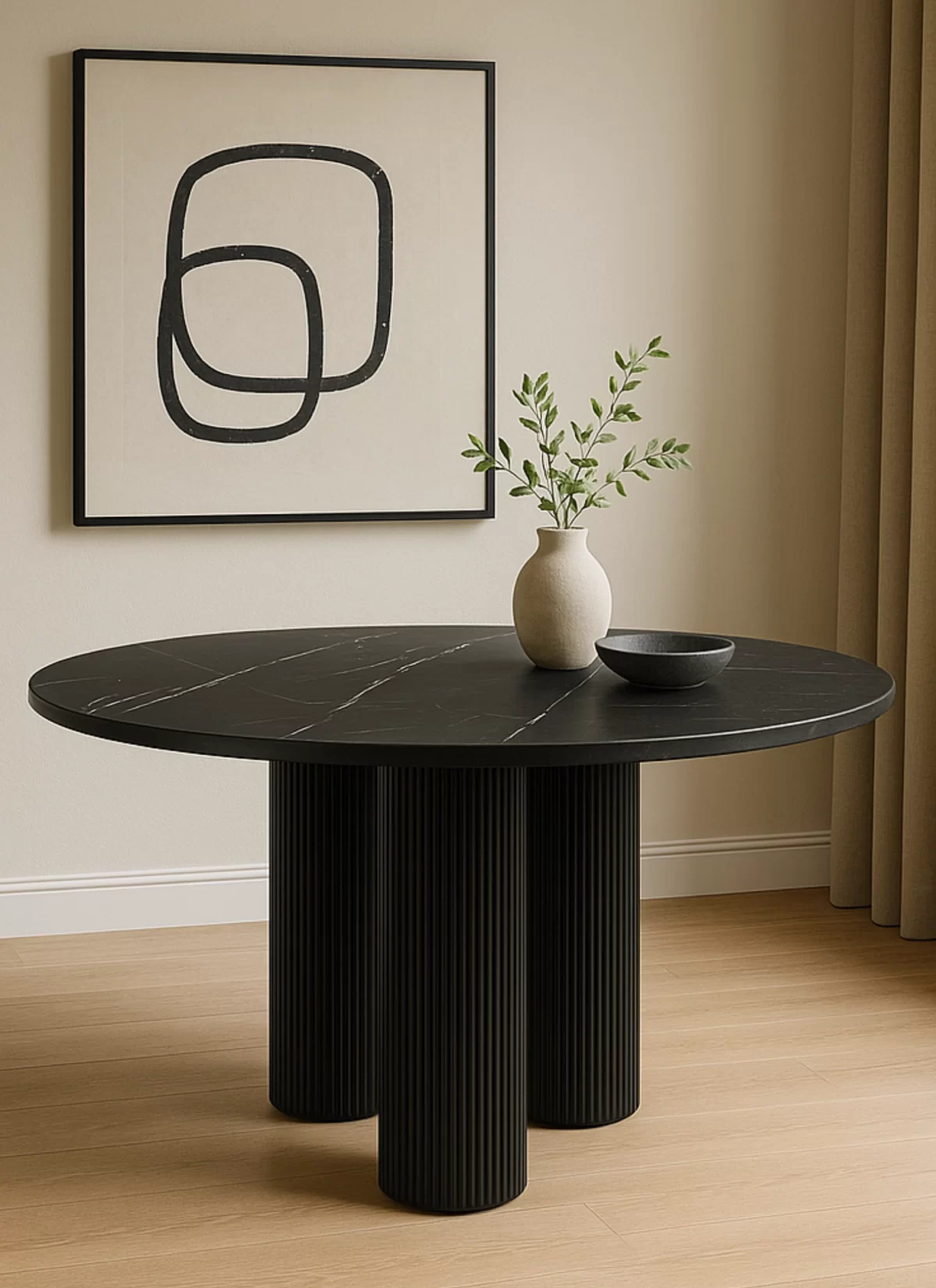 Trivium Zwart Marmer Eettafel – MK 76 - Afbeelding 2