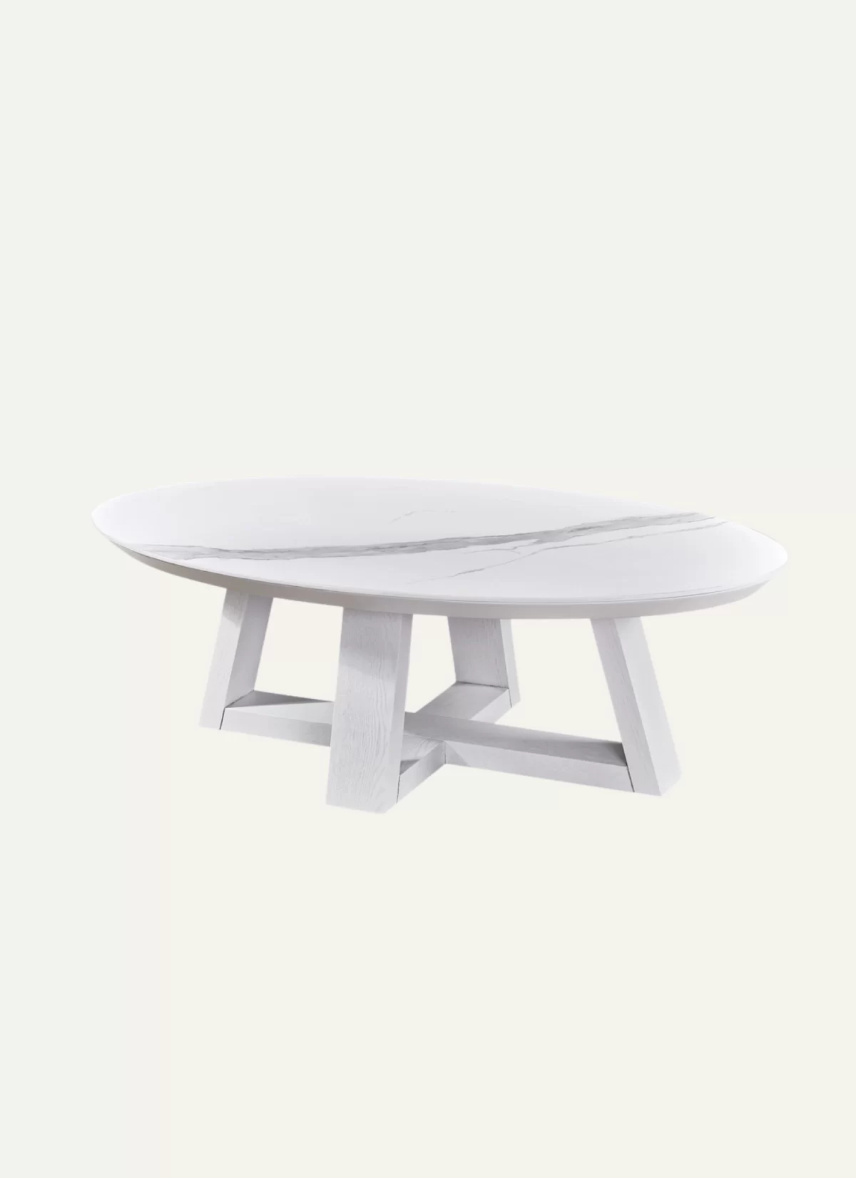 Trave met Witte Marmeren Blad – MK 81 - Afbeelding 1