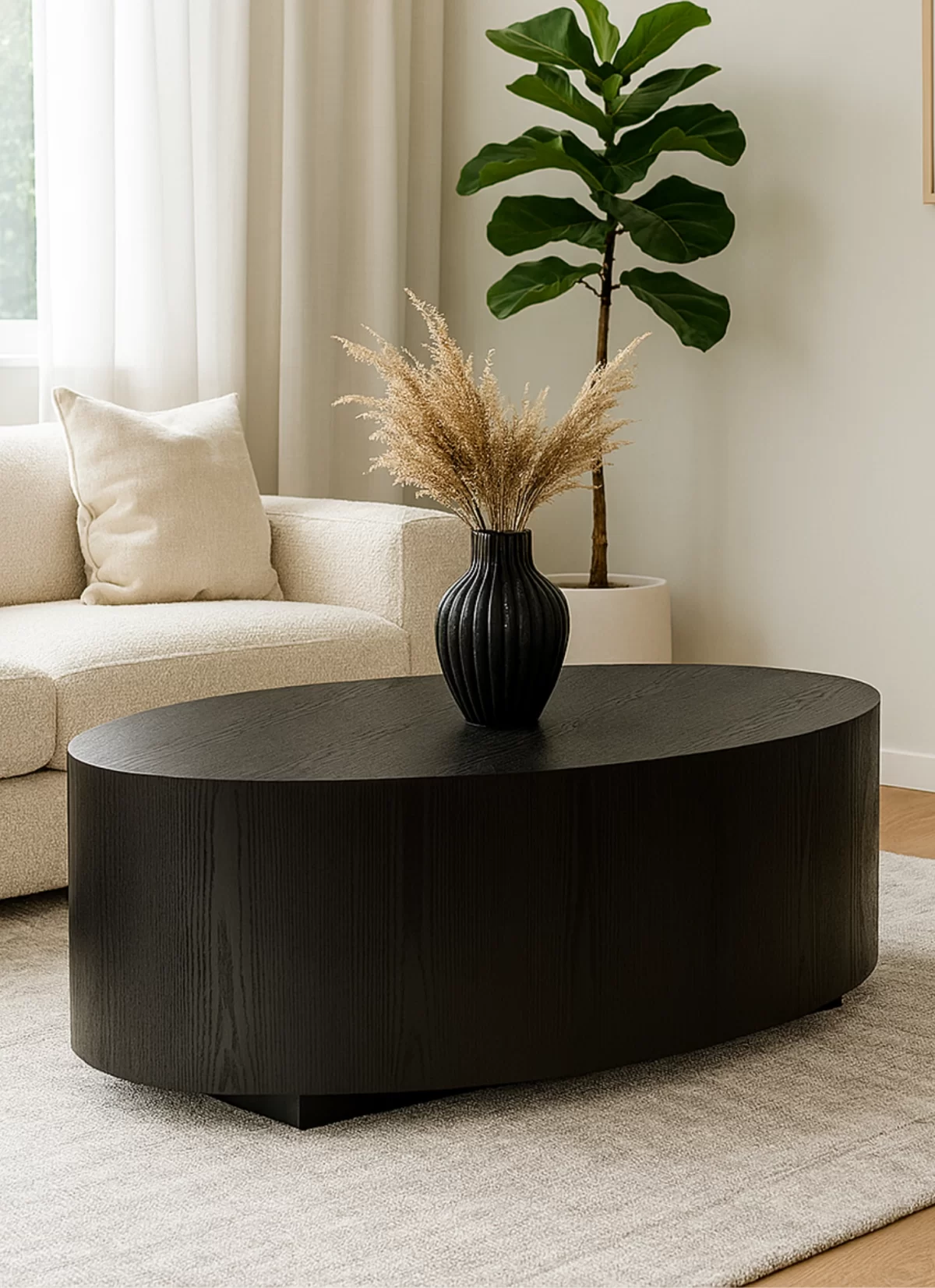 Eloura Zwart Eiken Ovale Salontafel – MK 82 - Afbeelding 3