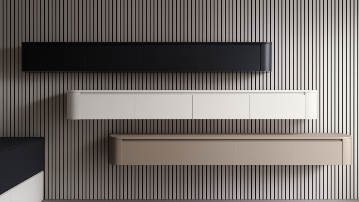 Moderne Japandi Zwart Wand TV Meubel - Afbeelding 4