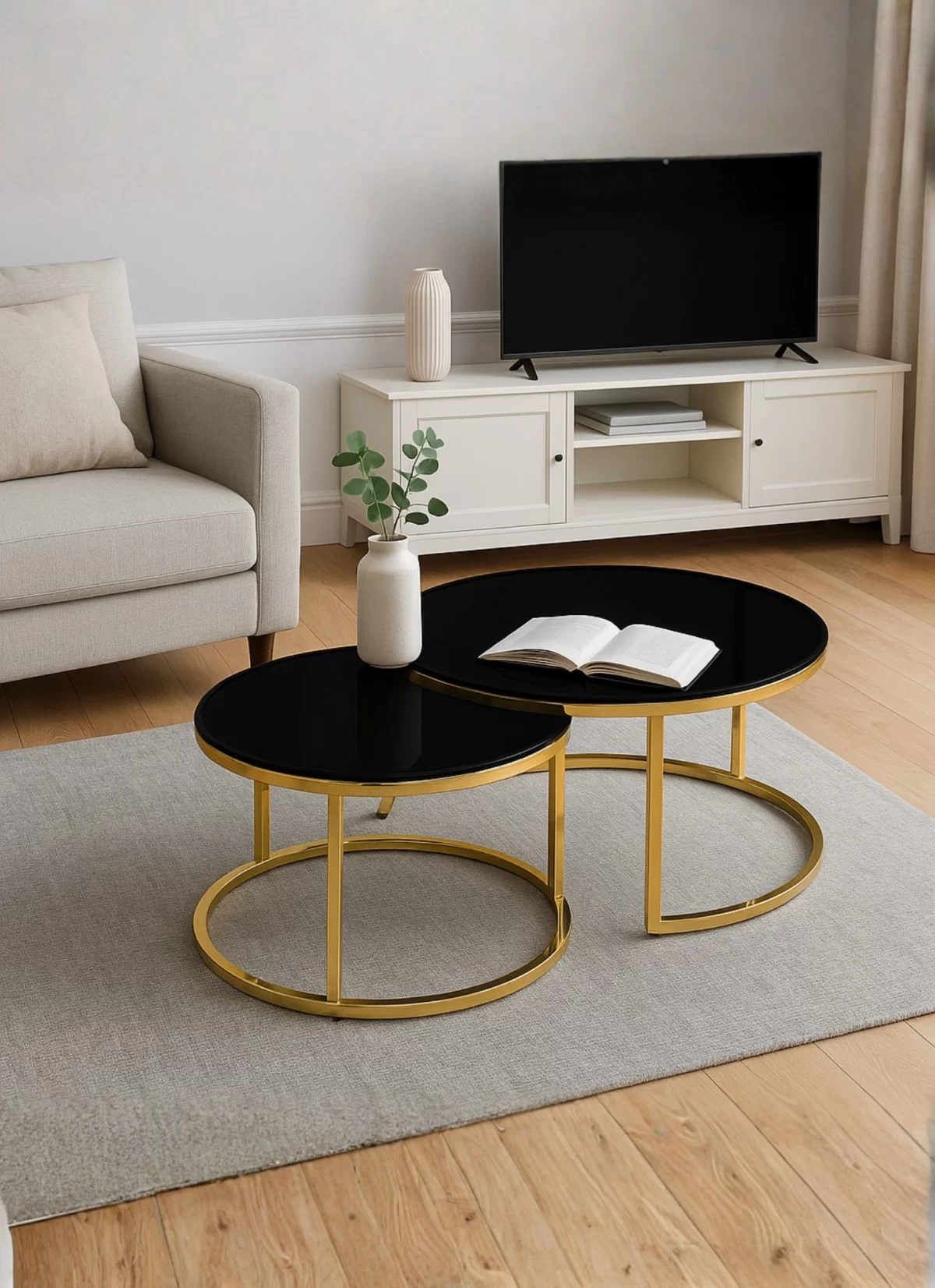 Lara Gold Zwart Ronde Salontafel - Afbeelding 3