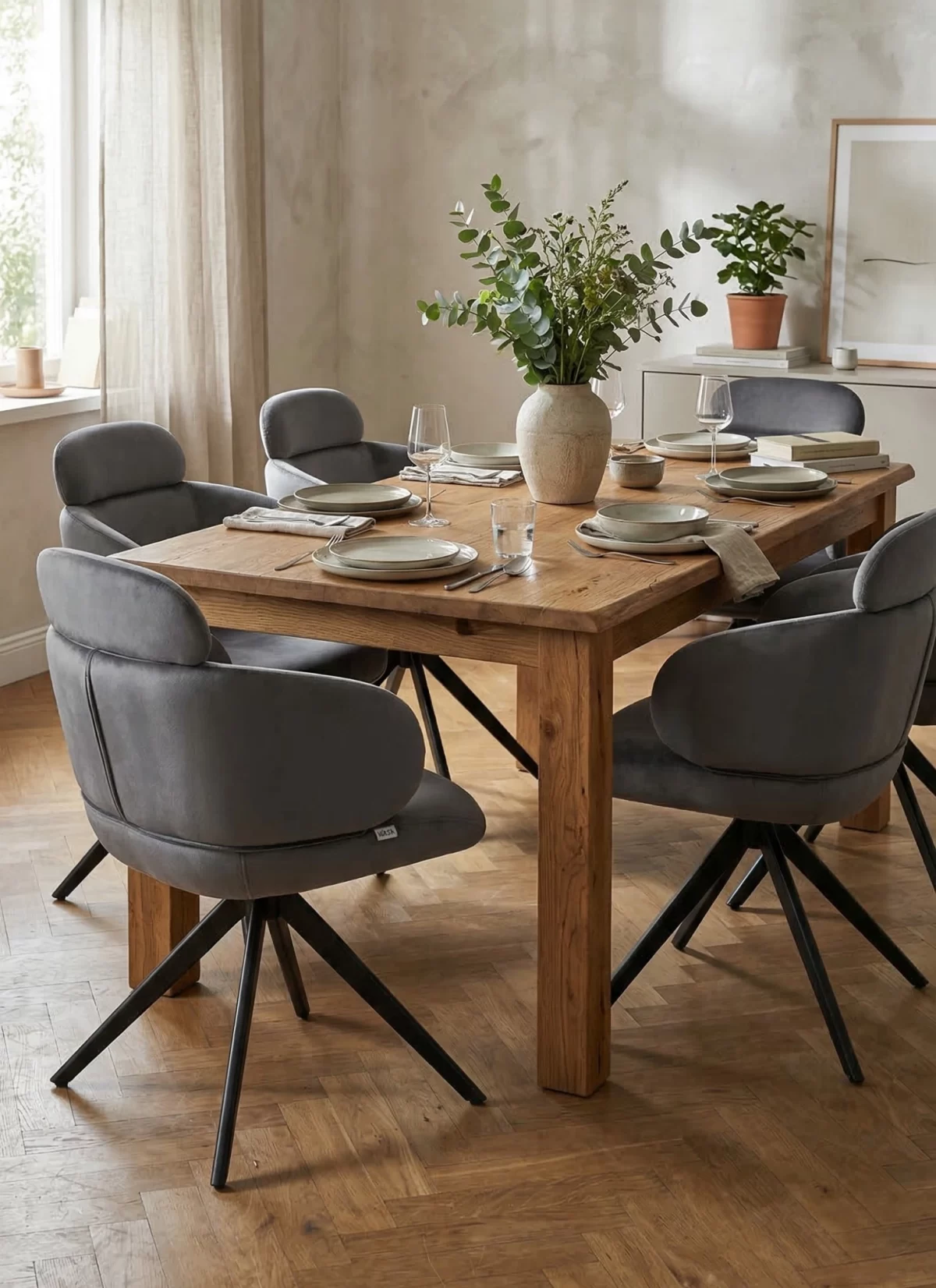 Mango Antraciet Stoel met Rugsteun - Zwarte Poten - Afbeelding 2