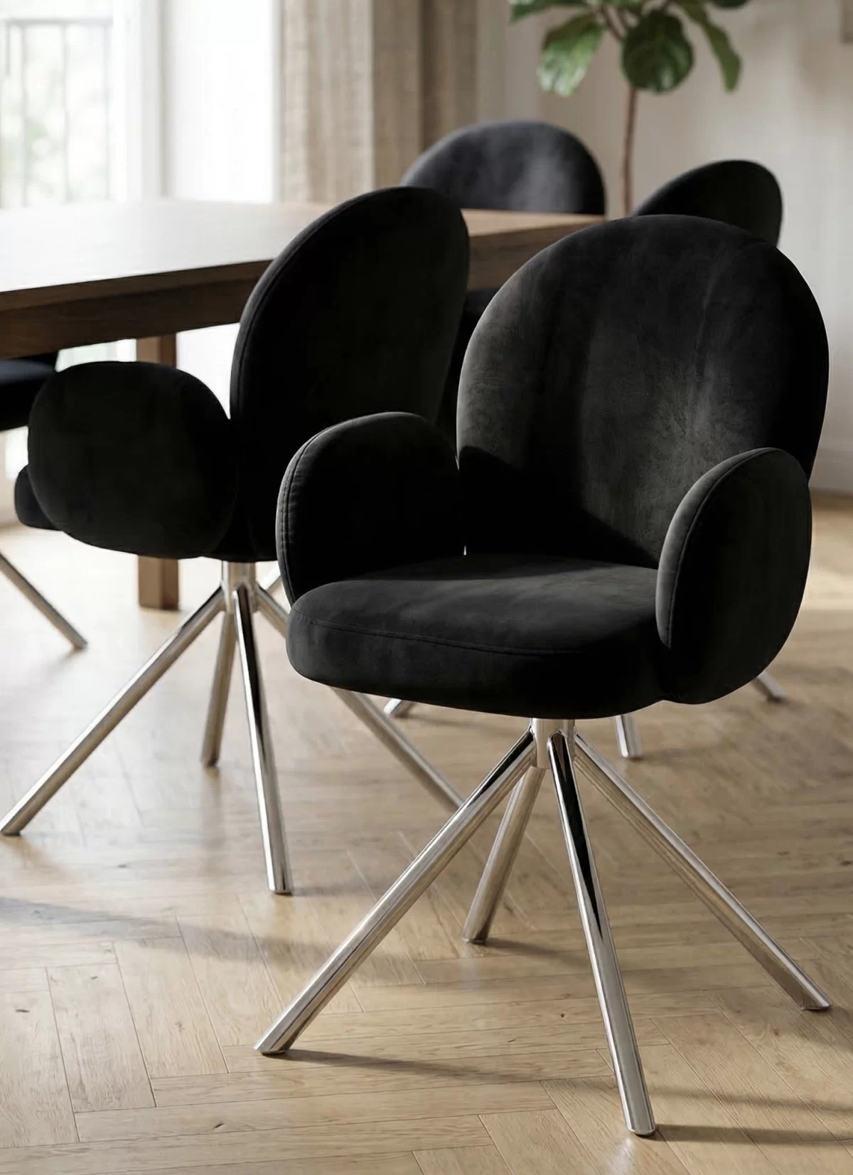 Arora Zwarte Stoel - Zilveren Poten - Afbeelding 2