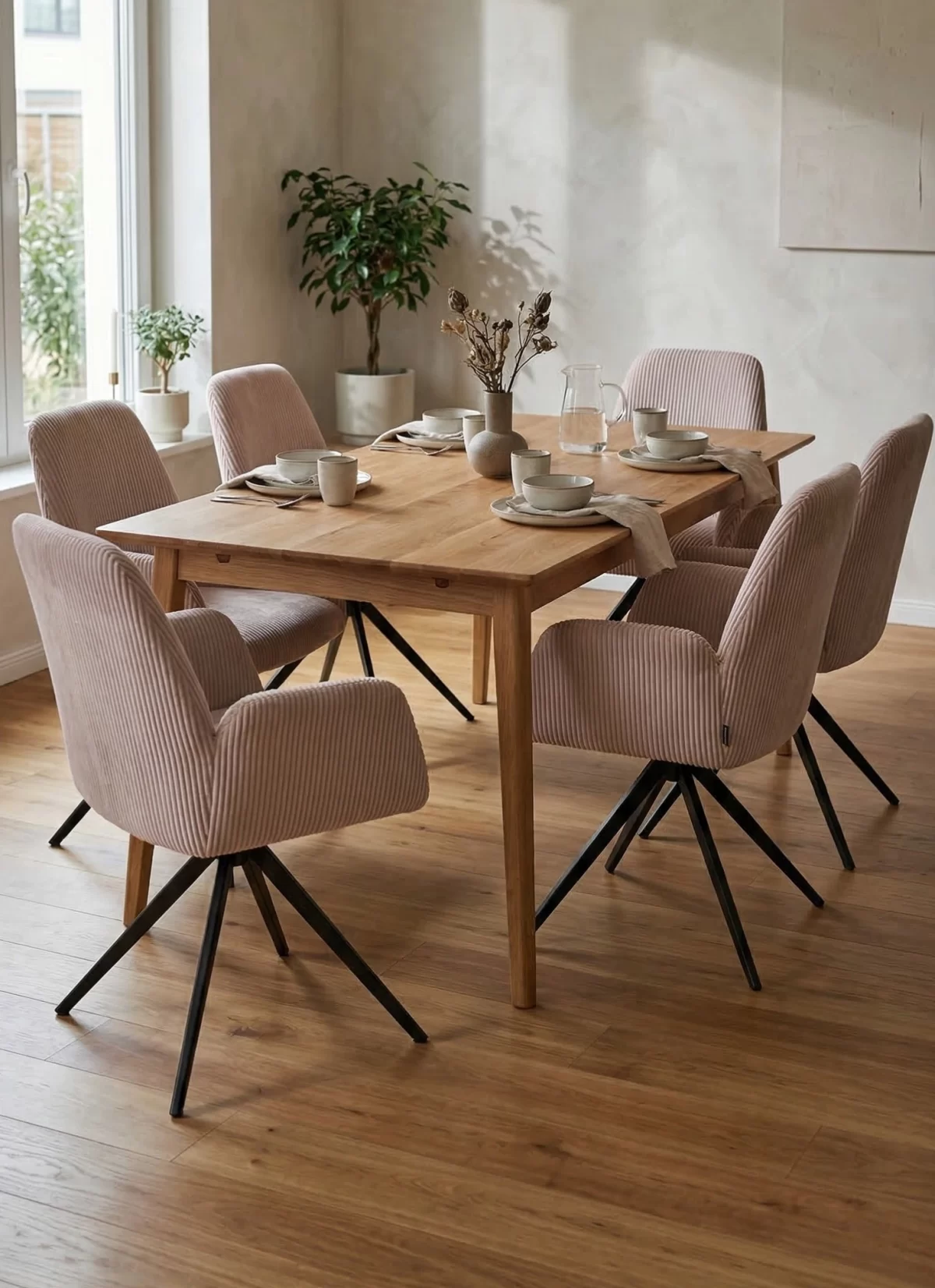 Berlin Beige Stoel - Zwarte Poten - Afbeelding 2