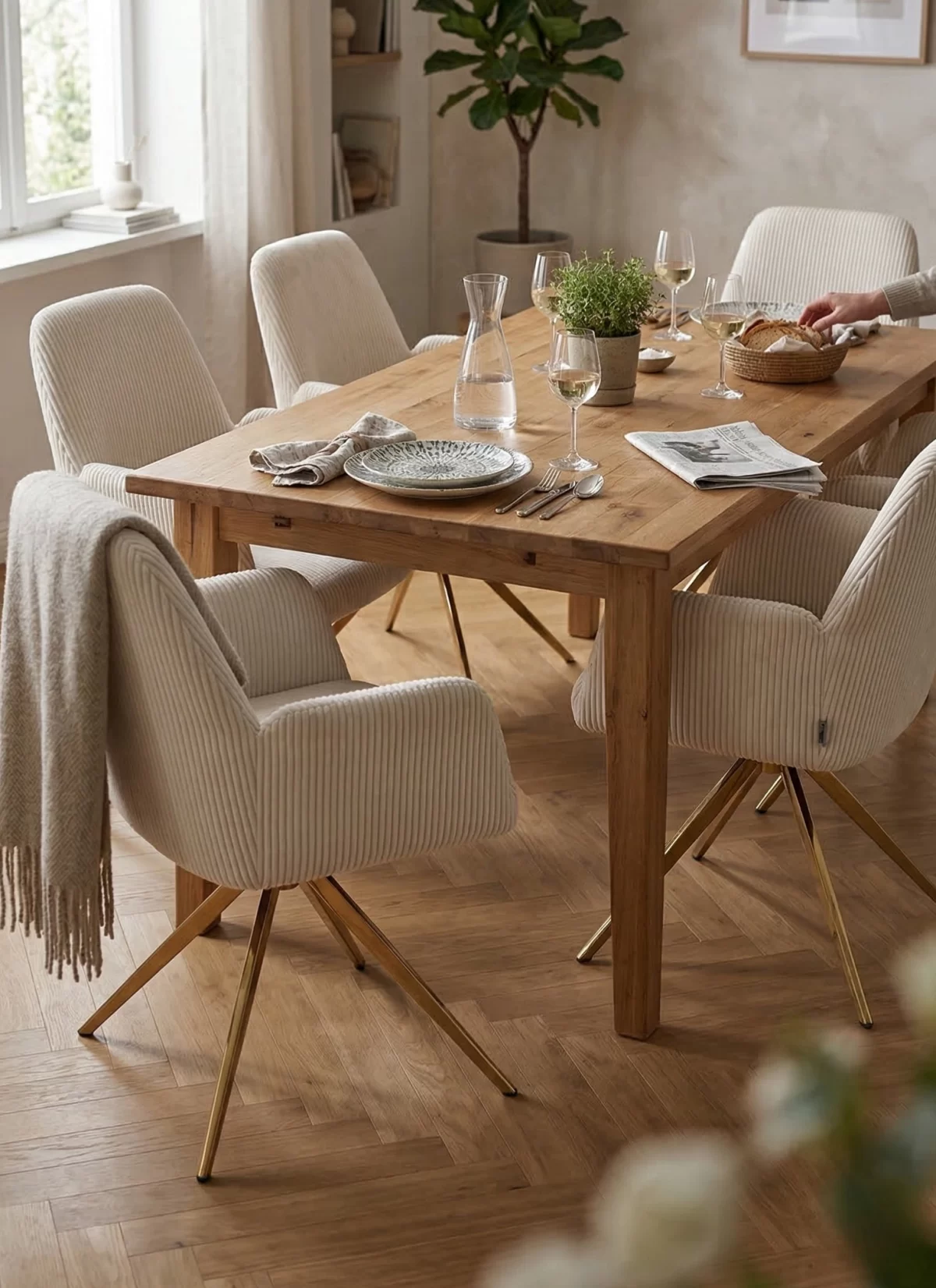 Berlin Crème Stoel - Gouden Poten - Afbeelding 2