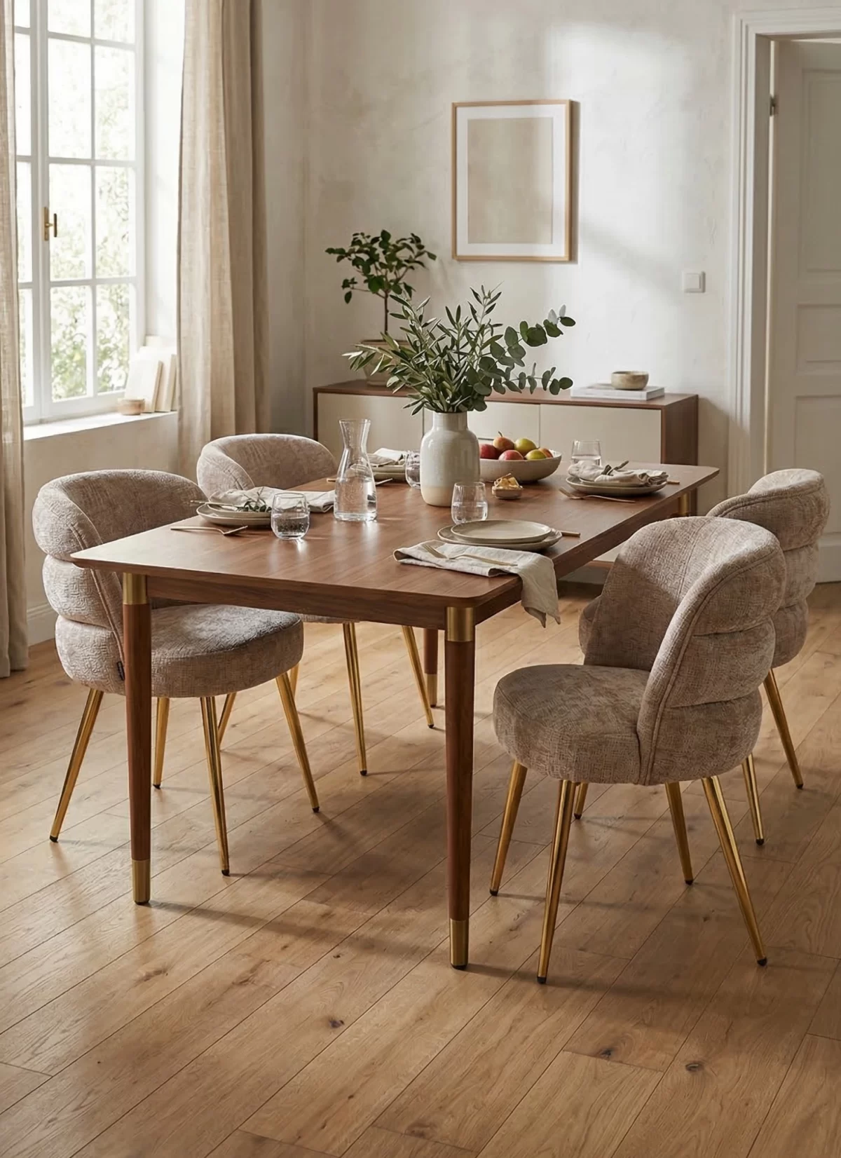 Leon Beige Stoel - Gouden Poten - Afbeelding 2