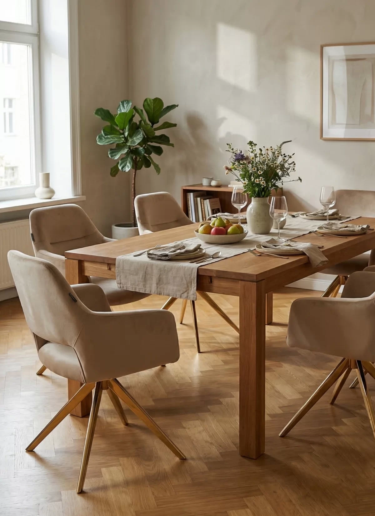 Royal Licht Beige Stoel - Gouden Poten - Afbeelding 2