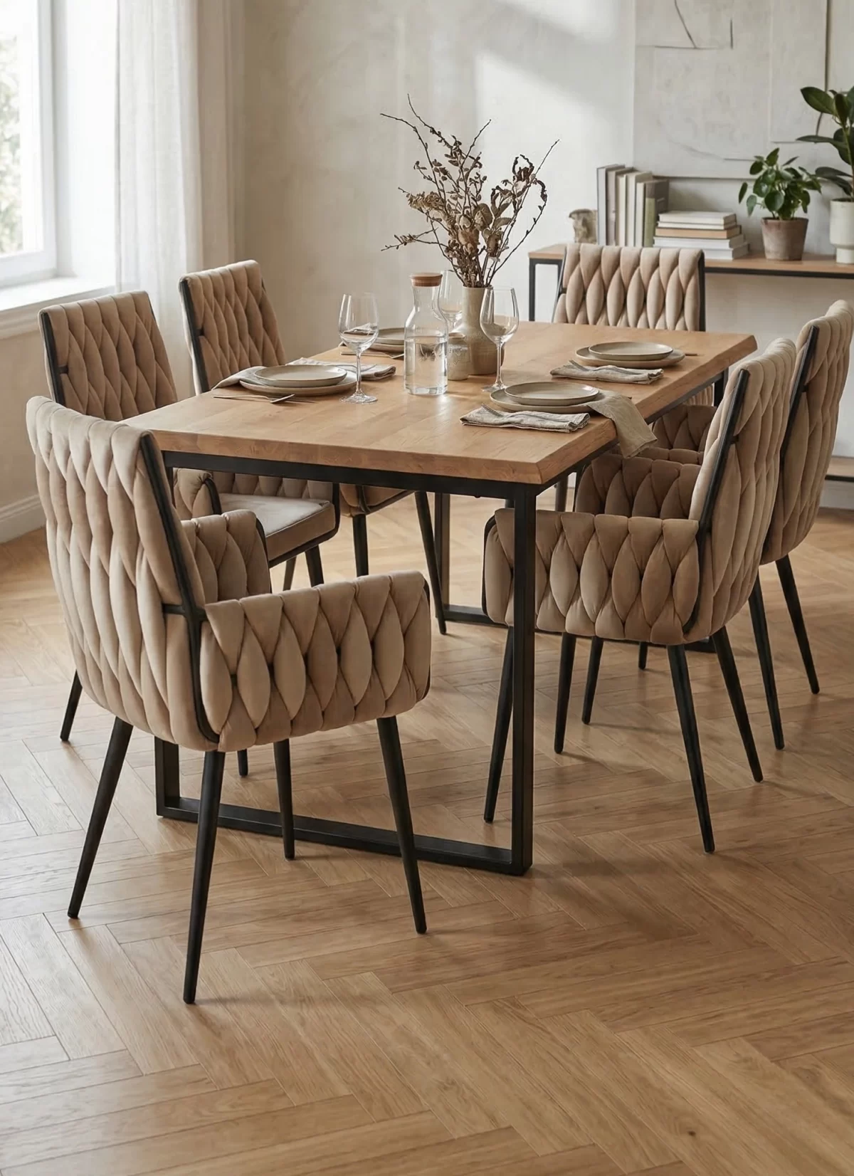 Sofya Beige Stoel - Zwarte Poten - Afbeelding 2