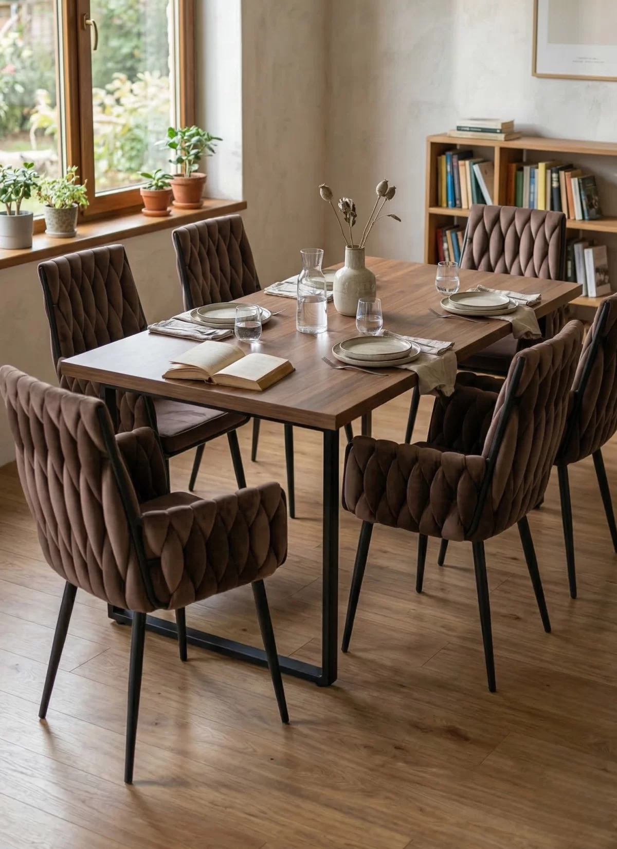 Sofia Bruin Stoel - Zwarte Poten - Afbeelding 2