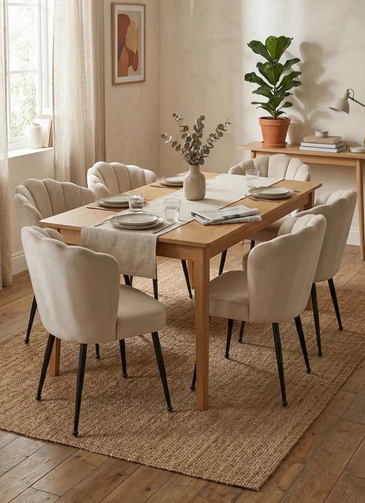 Vera Beige Stoel - Zwarte Poten - Afbeelding 2